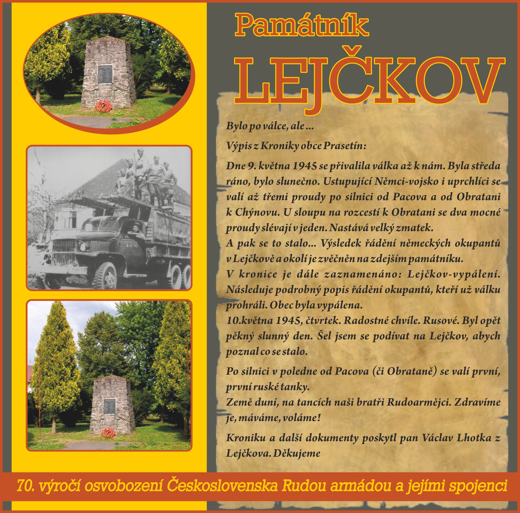 Památník Lejčkov na Táborsku nedaleko městečka Chýnov